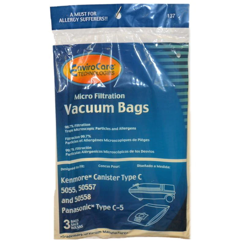 Kenmore Type C, Panasonic Type C-5, 5055 Canister Vacuum Bags Part 137