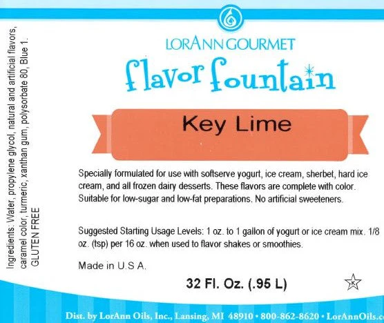 Key Lime Flavor Fountain - 4 oz. - 32 oz. - Ice Cream and Beverage Flavors - LorAnn Oils - Canadian Distribution - Ships Free Within Canada on Orders Above CAD $199 - Image 3