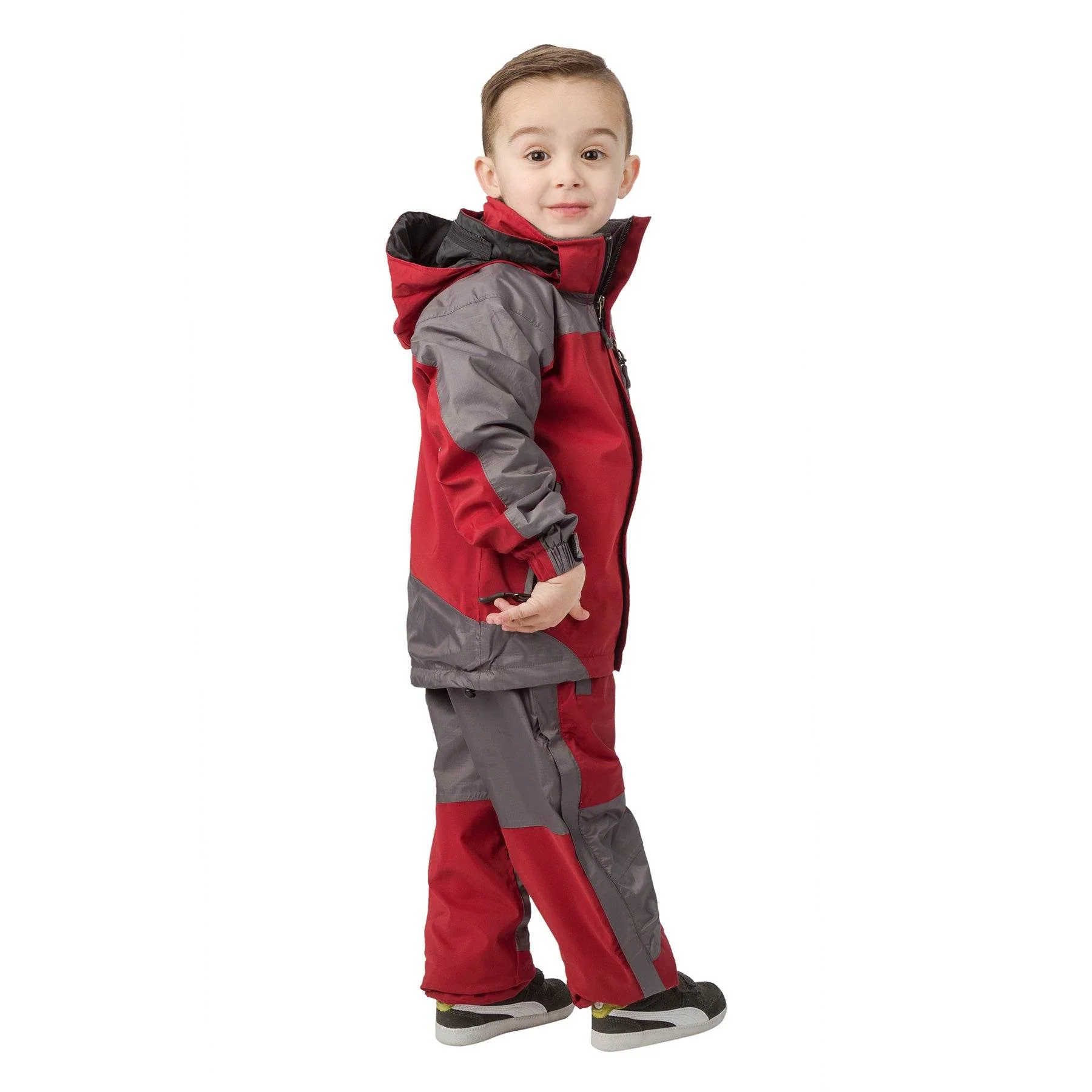 Kids Gorak Shep Unisex Outershell Jacket – Burgundy / Grey - Image 2