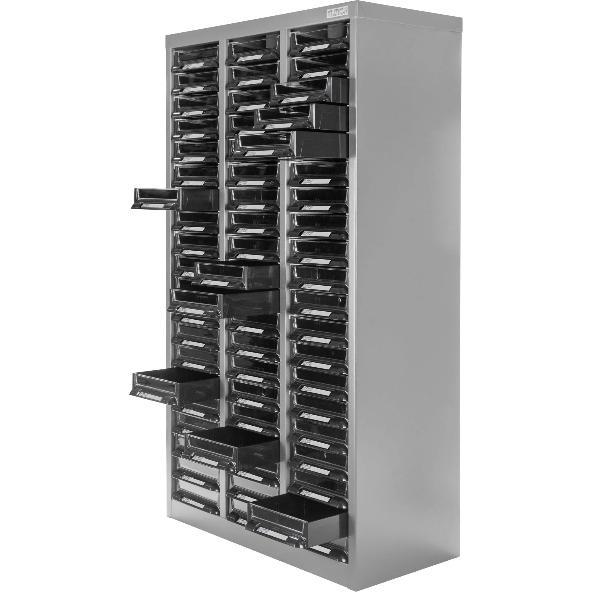KPC-300 Parts Cabinet, Galvanized Steel, 60 Drawers, 21-3/10" x 10-2/5" x 36-9/10", Grey - Image 5