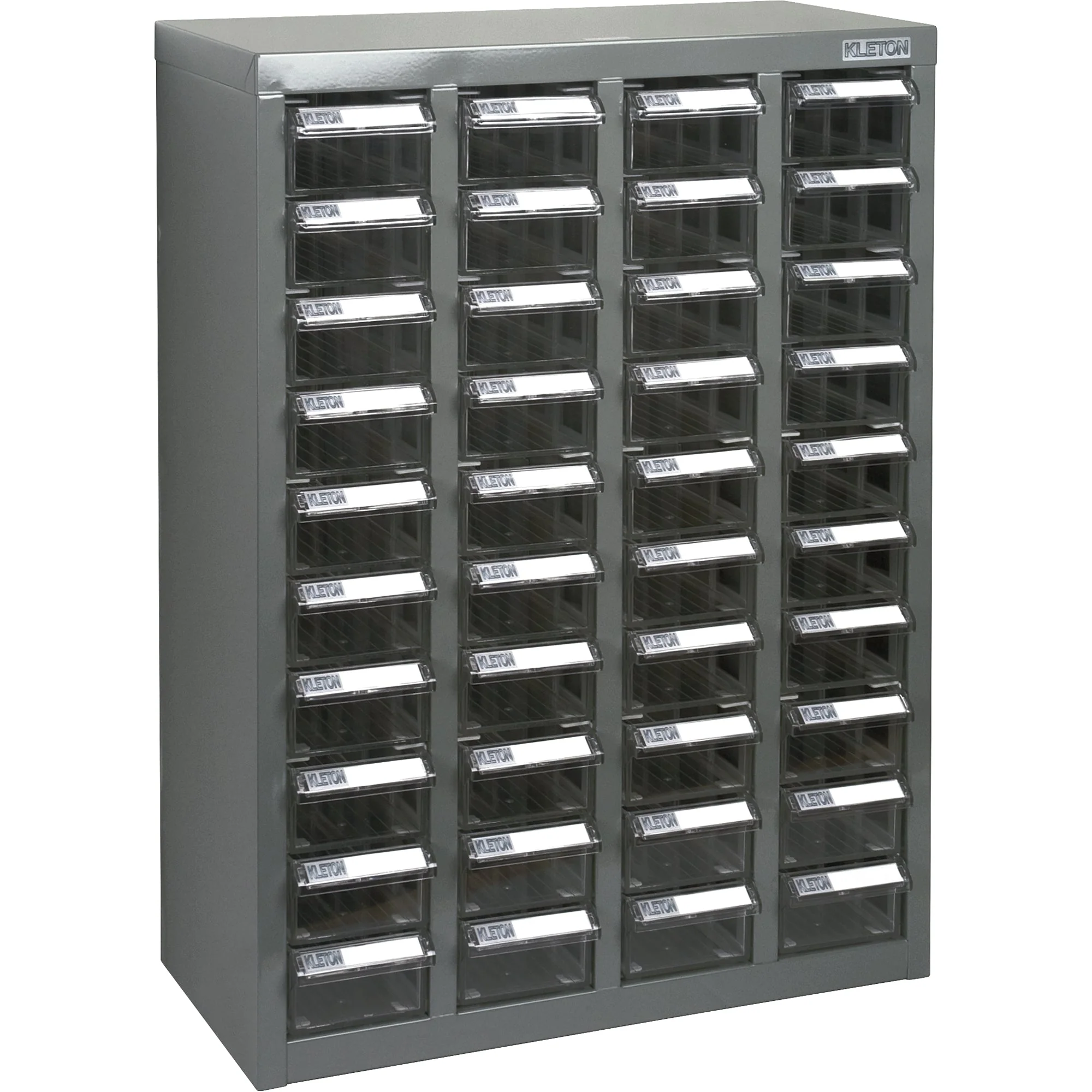KPC-600 Parts Cabinet, Galvanized Steel, 40 Drawers, 18-3/10" x 8-7/10" x 25-3/10", Grey