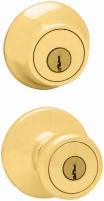 Kwikset Tylo Polished Brass Deadbolt and Entry Door Knob 1-3/4 in. - Image 2