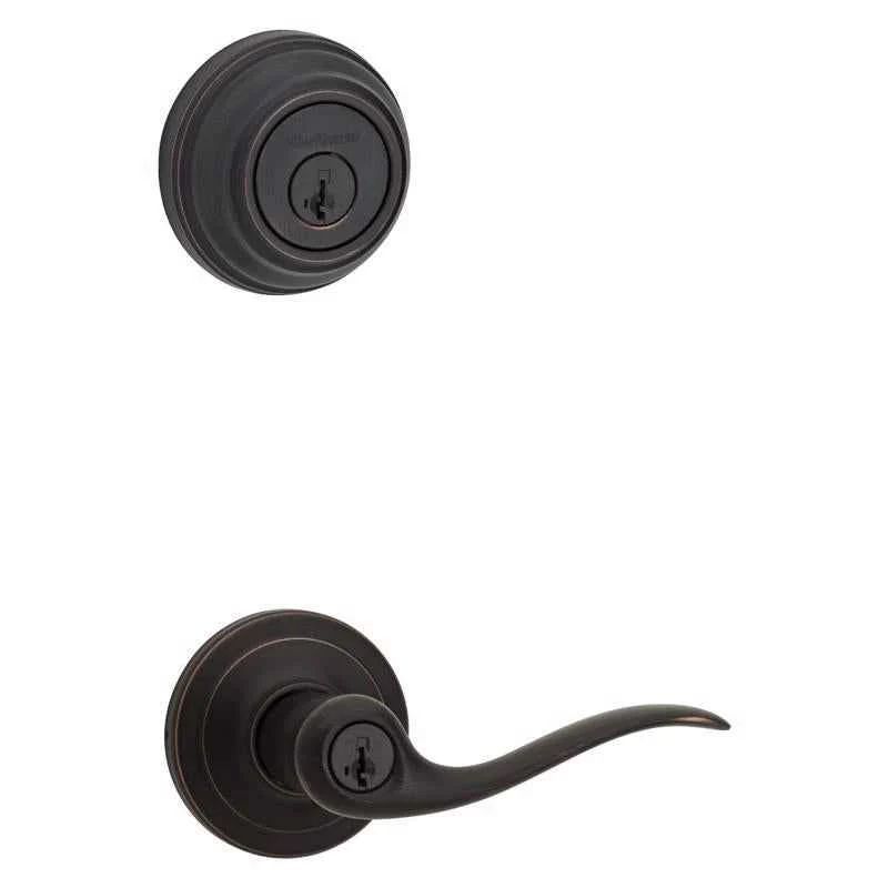 Kwikset SmartKey Tustin Venetian Bronze Entry Lever and Deadbolt Set KW1 1-3/4 in. - Image 2