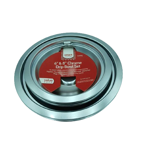 L304458797 Drip Pan Set (2) 6" Pans & (2) 8" Pans, Chrome - Image 3