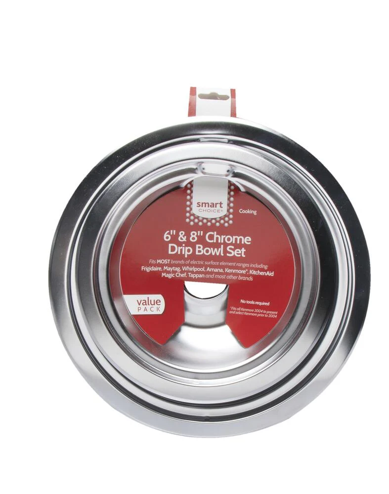L304458797 Drip Pan Set (2) 6" Pans & (2) 8" Pans, Chrome - Image 5