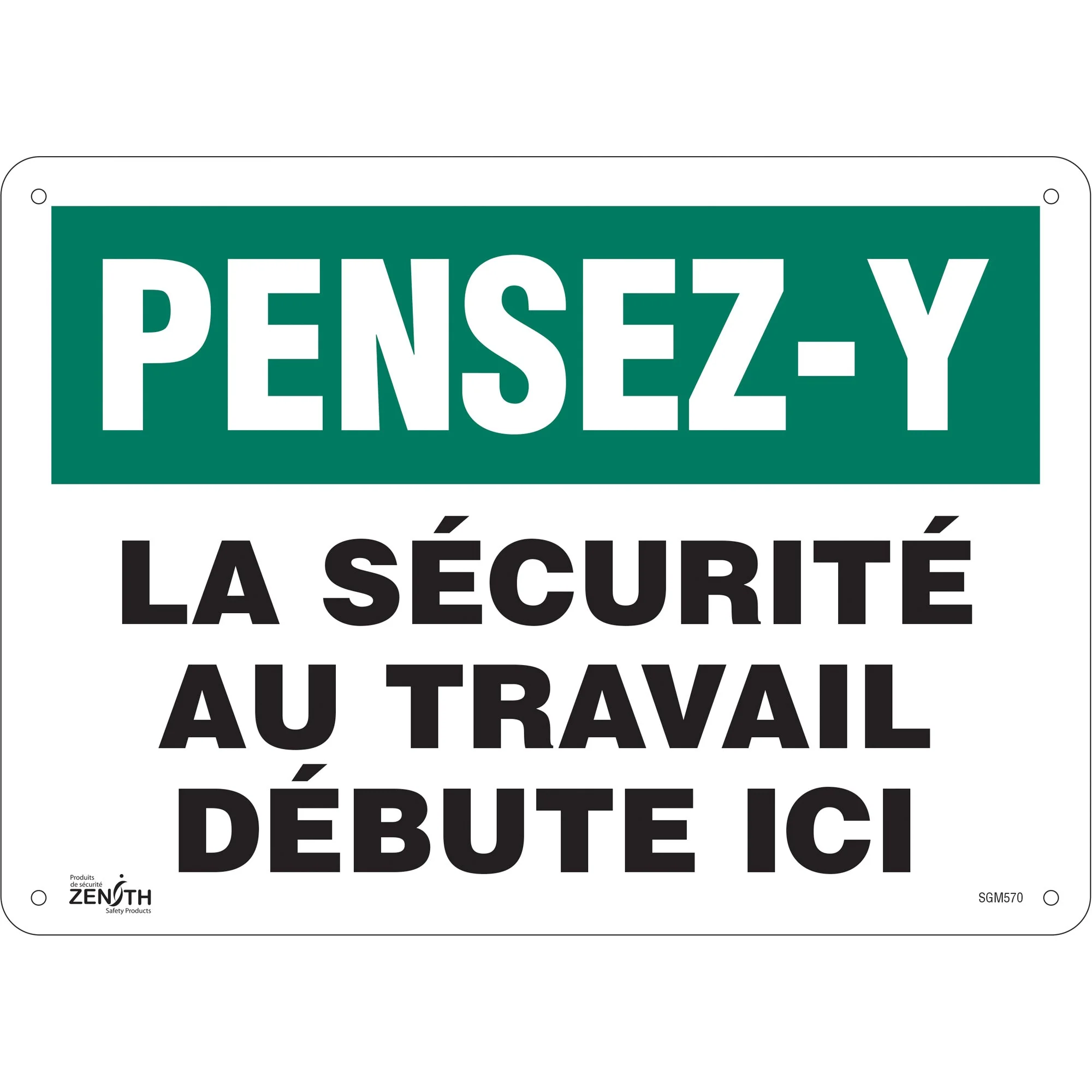 "La Sécurité au Travail" Sign, 10" x 14", Aluminum, French