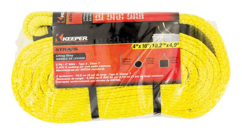 Keeper 4 in. W X 16 ft. L Yellow Lifting Sling 22000 lb 1 pk - Image 2