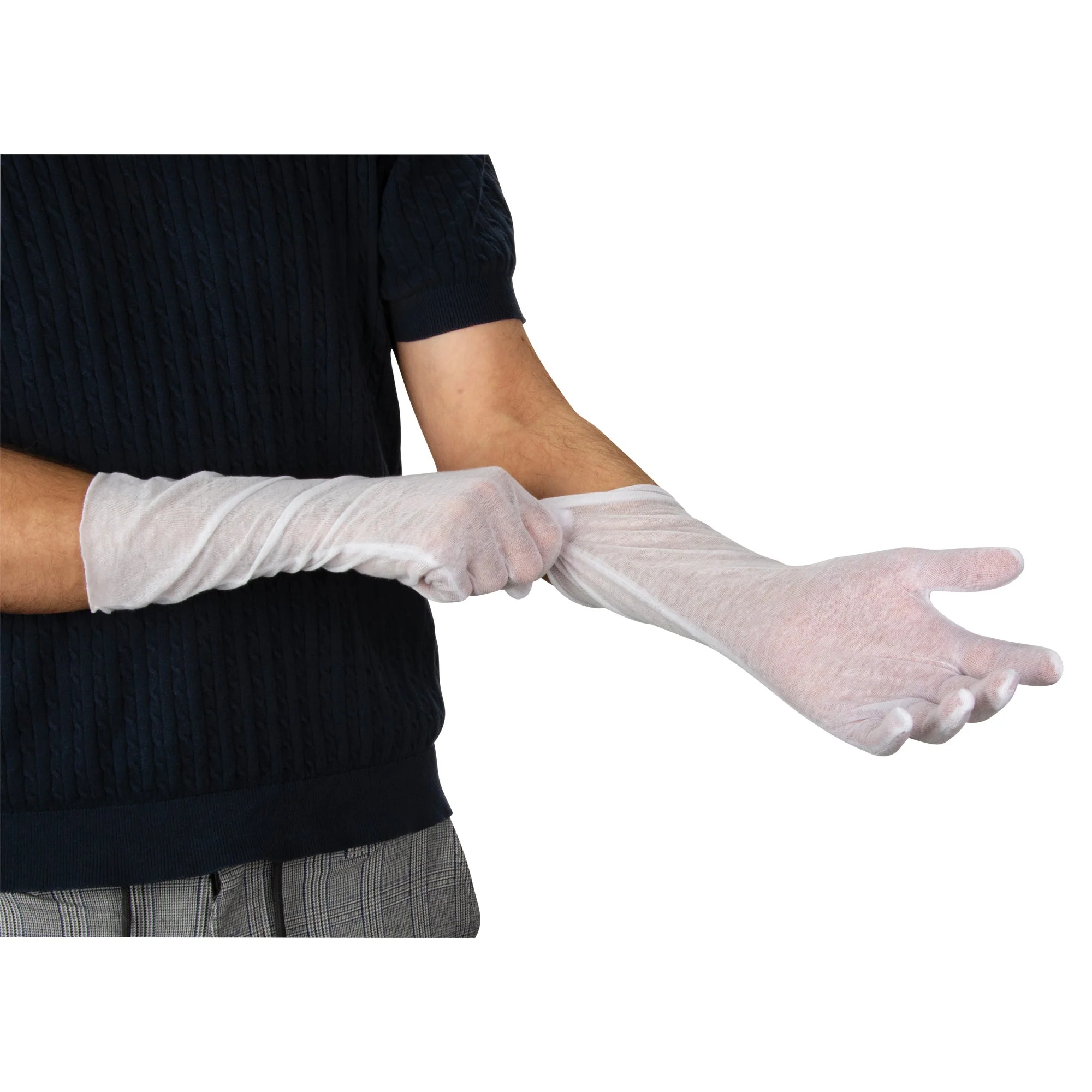 Lightweight Inspection Gloves, Poly/Cotton, Hemmed Cuff, Men's - Image 2