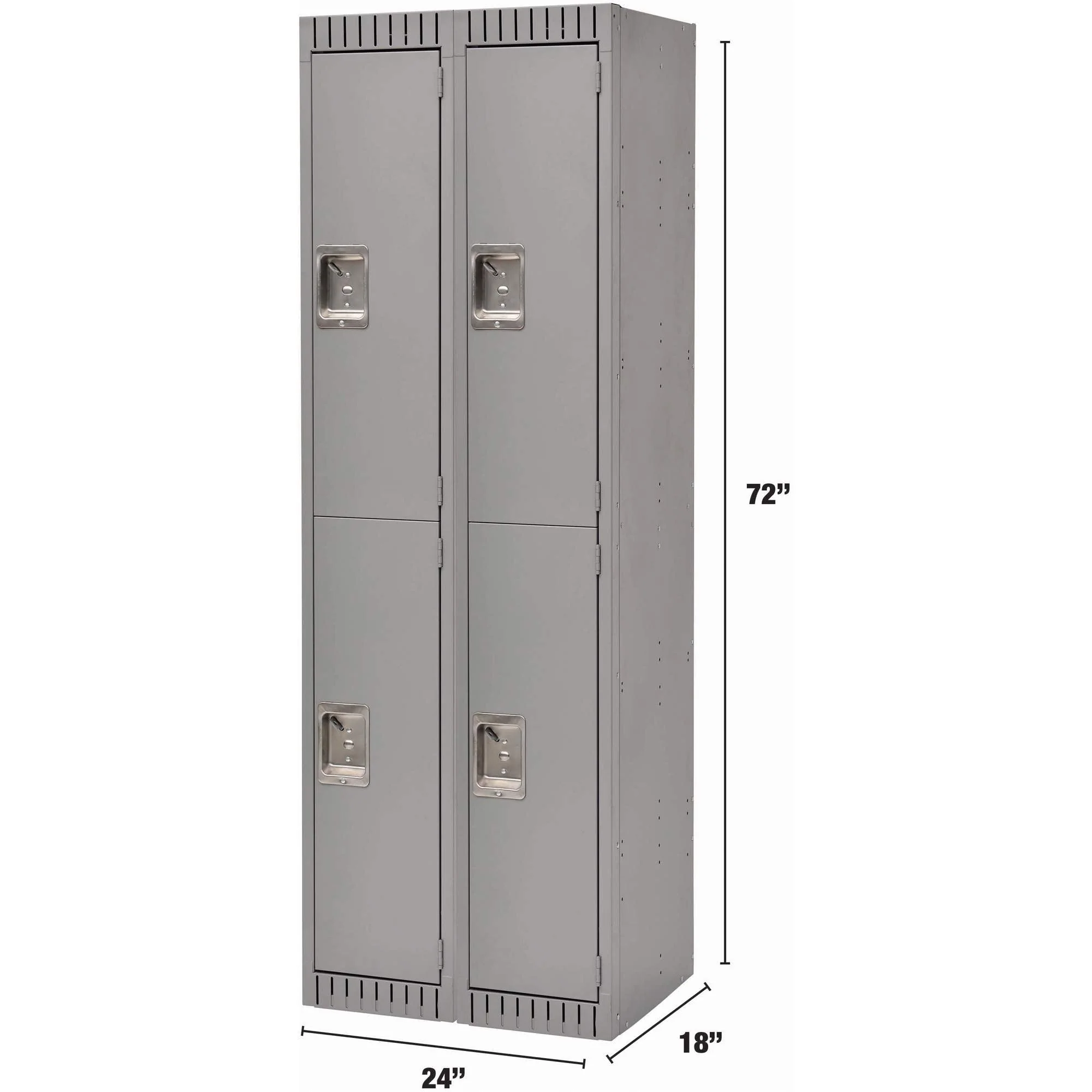 Lockers, 2 -tier, Bank of 2, 24" x 18" x 72", Steel, Grey, Rivet (Assembled) - Image 4