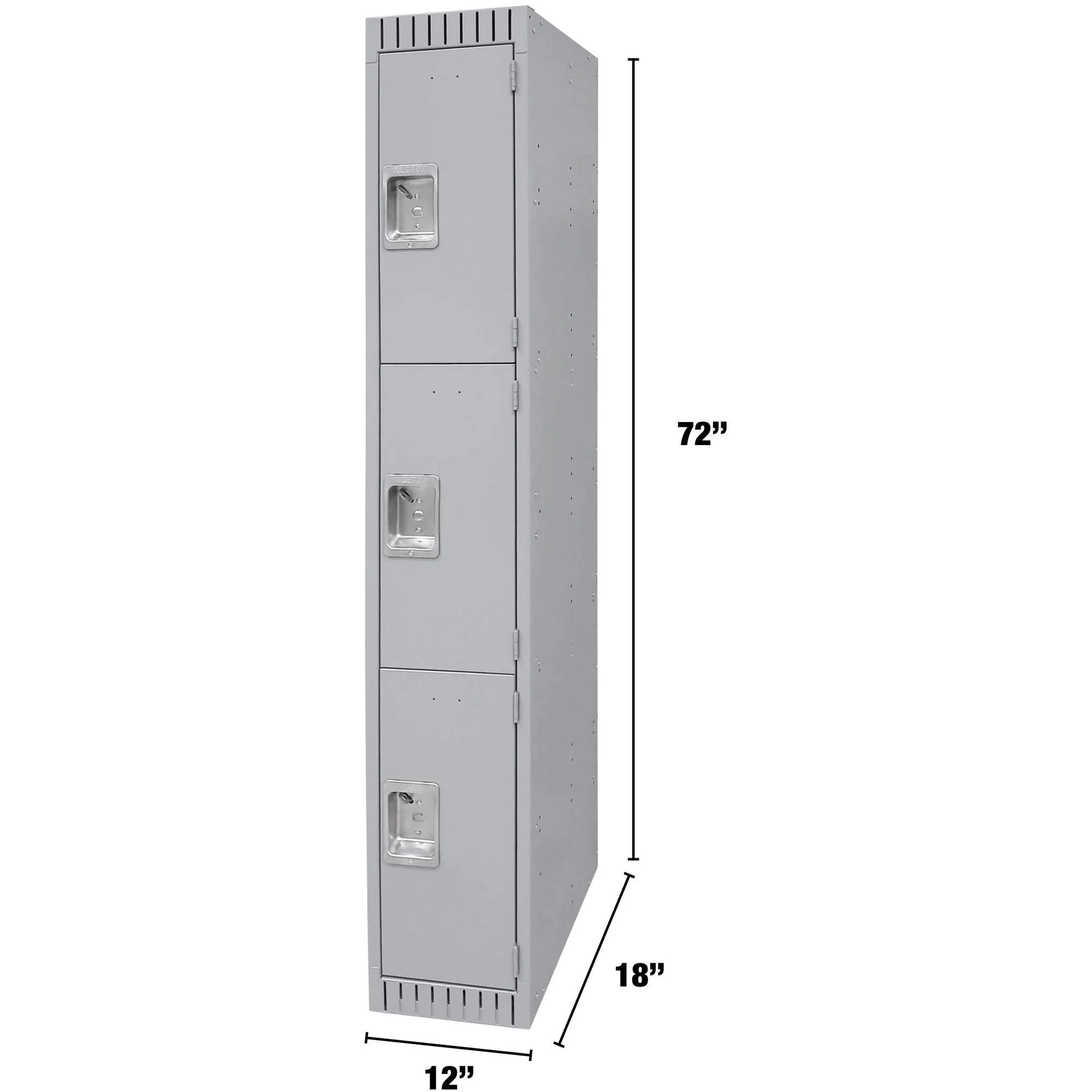 Lockers, 3 -tier, 12" x 18" x 72", Steel, Grey, Knocked Down - Image 4