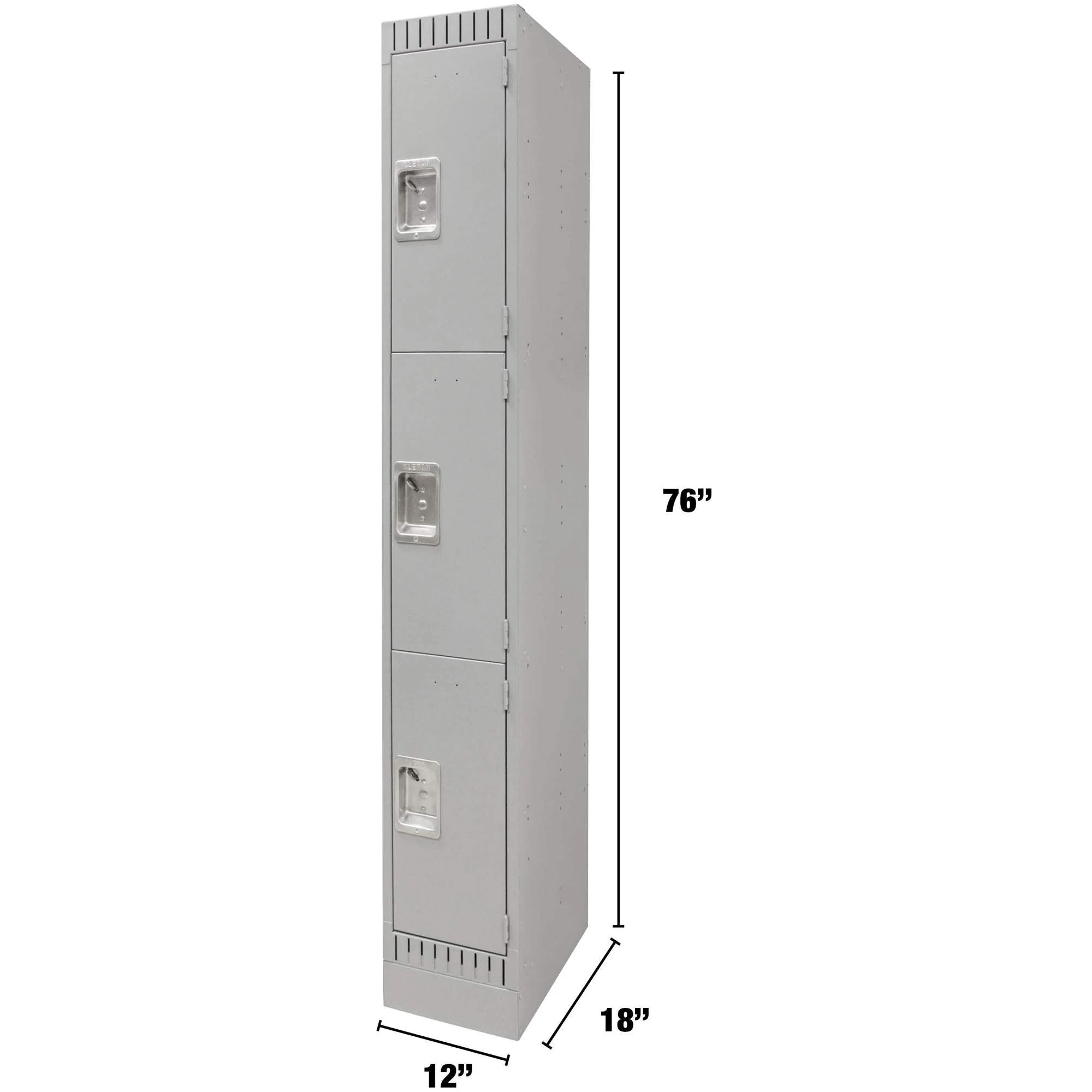 Lockers, 3 -tier, 12" x 18" x 76", Steel, Grey, Knocked Down - Image 4