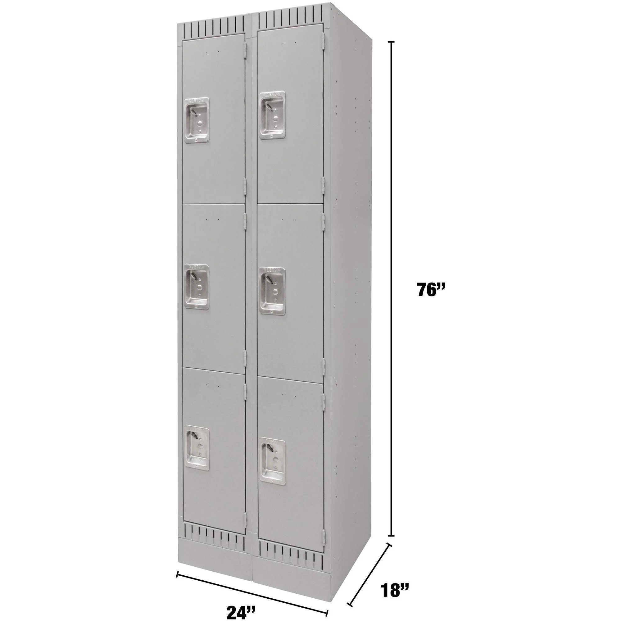 Lockers, 3 -tier, Bank of 2, 24" x 18" x 76", Steel, Grey, Knocked Down - Image 4