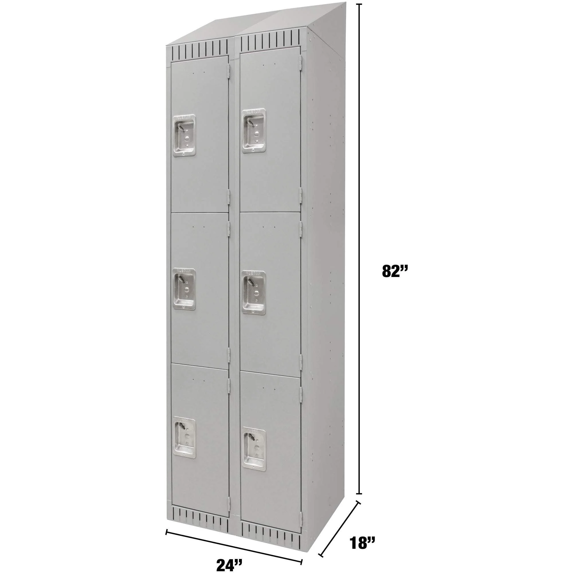Lockers, 3 -tier, Bank of 2, 24" x 18" x 82", Steel, Grey, Knocked Down - Image 4