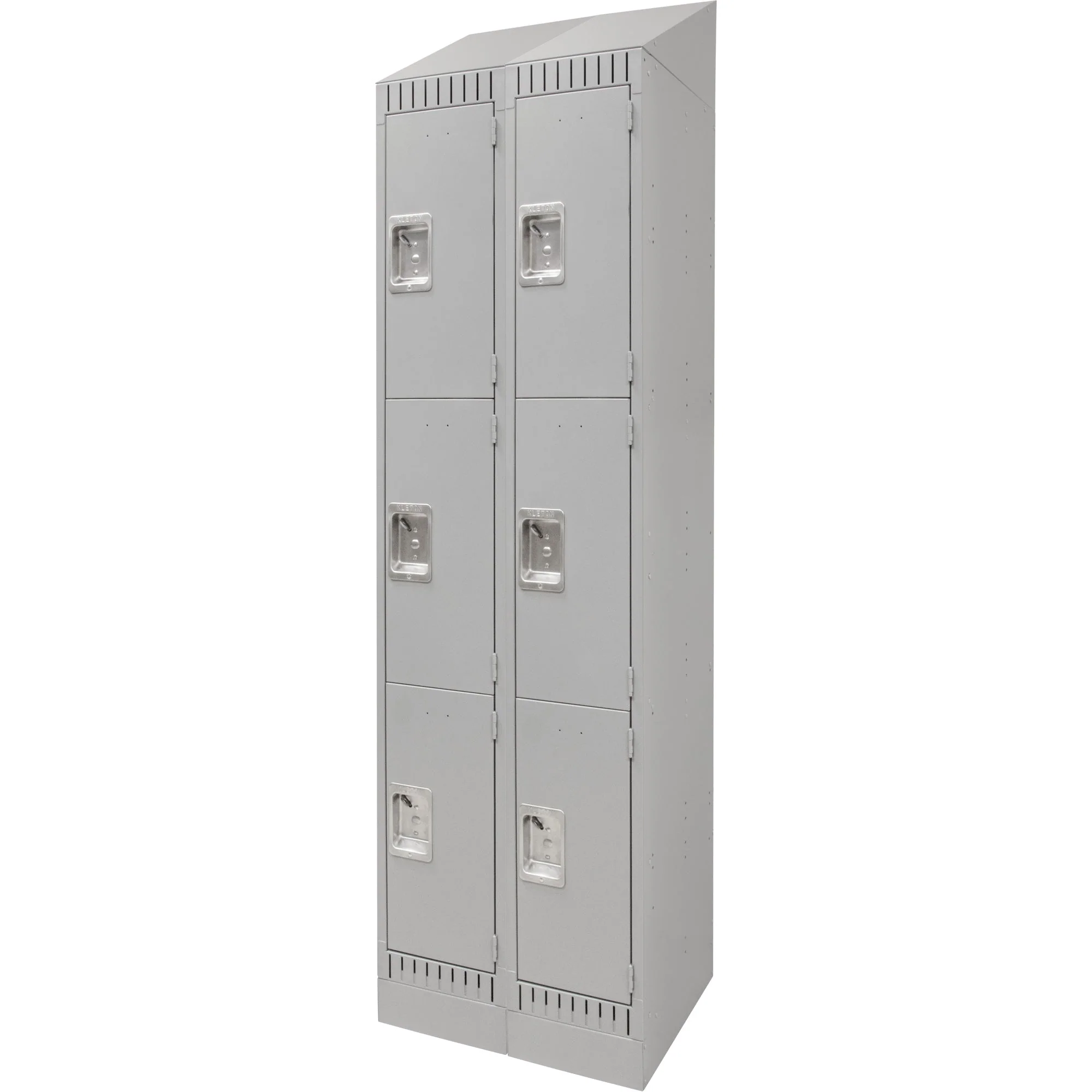 Lockers, 3 -tier, Bank of 2, 24" x 18" x 86", Steel, Grey, Knocked Down