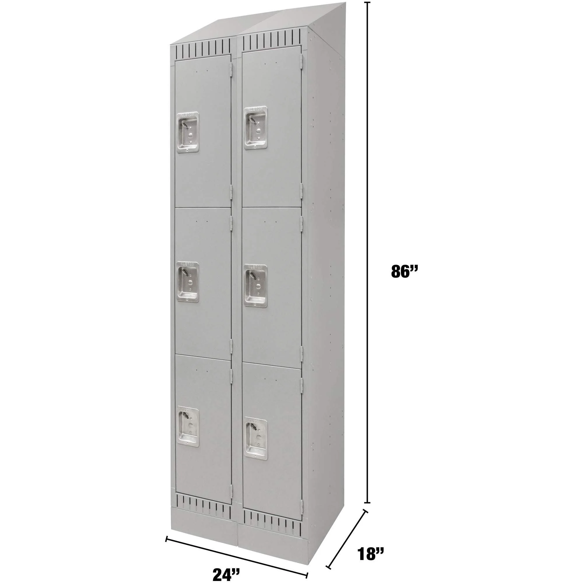Lockers, 3 -tier, Bank of 2, 24" x 18" x 86", Steel, Grey, Knocked Down - Image 4