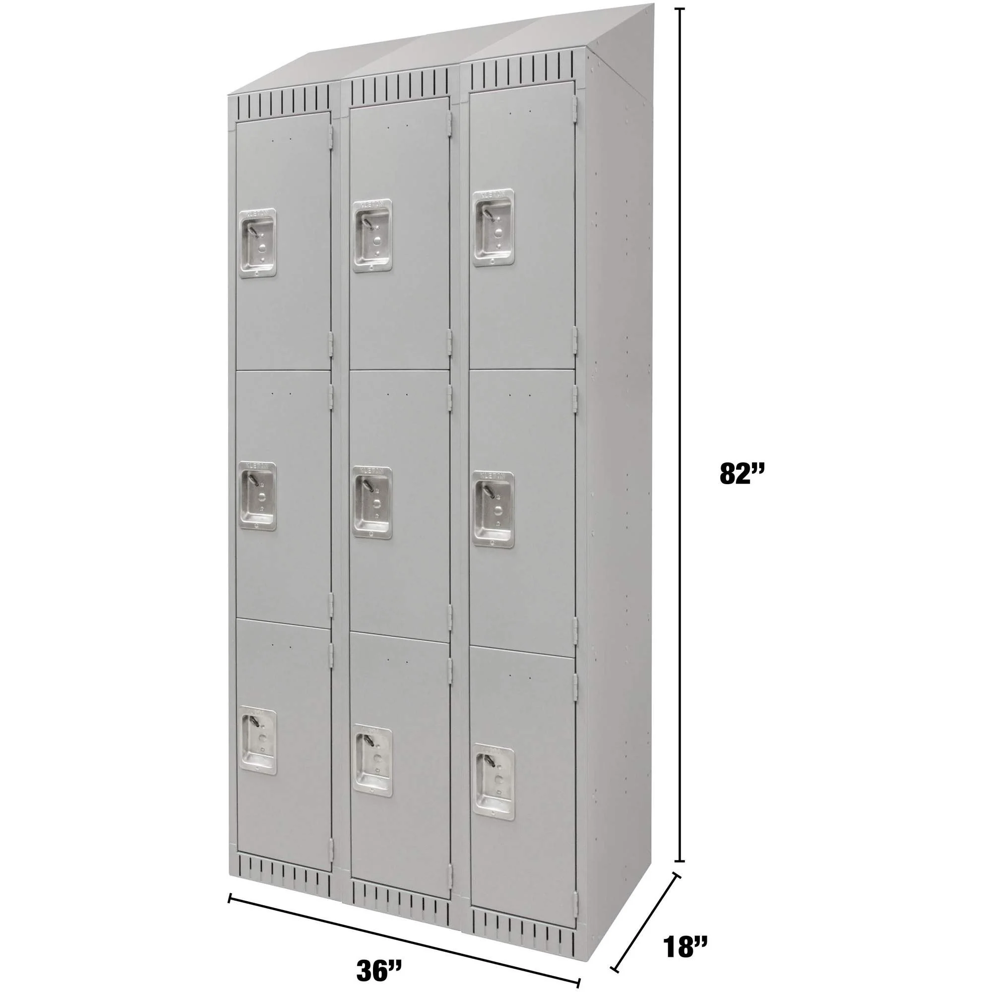 Lockers, 3 -tier, Bank of 3, 36" x 18" x 82", Steel, Grey, Knocked Down - Image 4