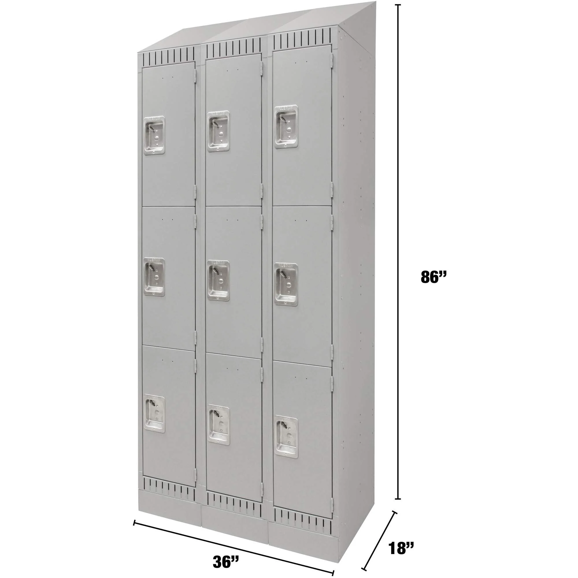 Lockers, 3 -tier, Bank of 3, 36" x 18" x 86", Steel, Grey, Knocked Down - Image 4