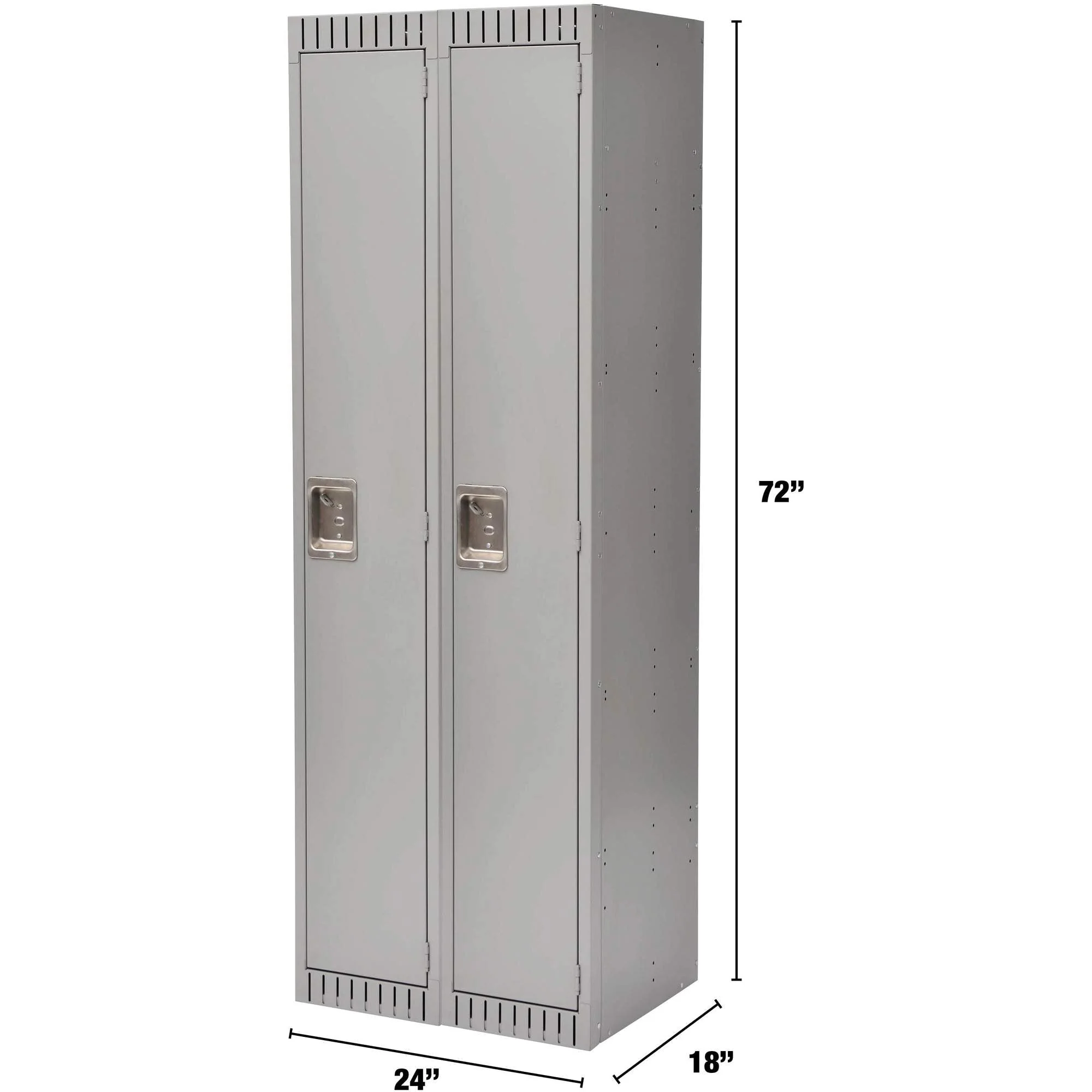 Lockers, Bank of 2, 24" x 18" x 72", Steel, Grey, Rivet (Assembled) - Image 4