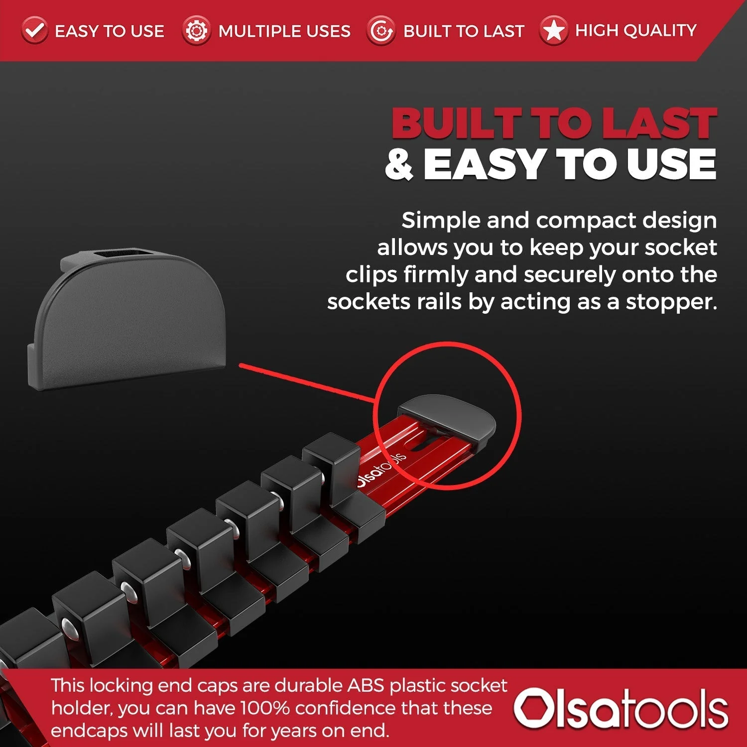Locking End Caps for Aluminum Socket Rails | 12-Pack End Caps - Image 3