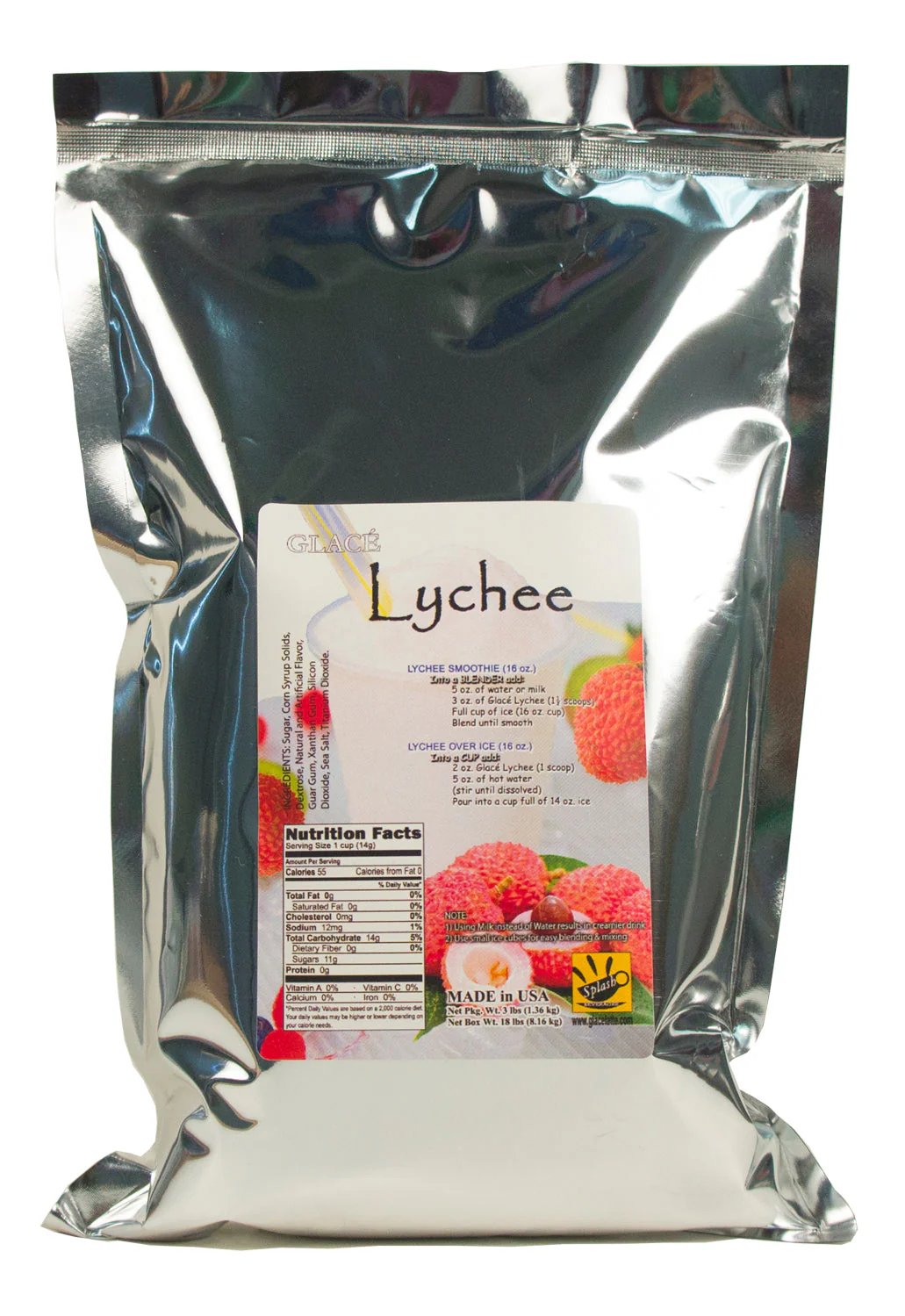 Lychee 4 in 1 Mix for Bubble Tea, Smoothies, Lattes and Frappes, 3 lbs. Bag (Case 6 x 3 lbs. Bags) - Ships Free Within Canada on Orders Above CAD $199