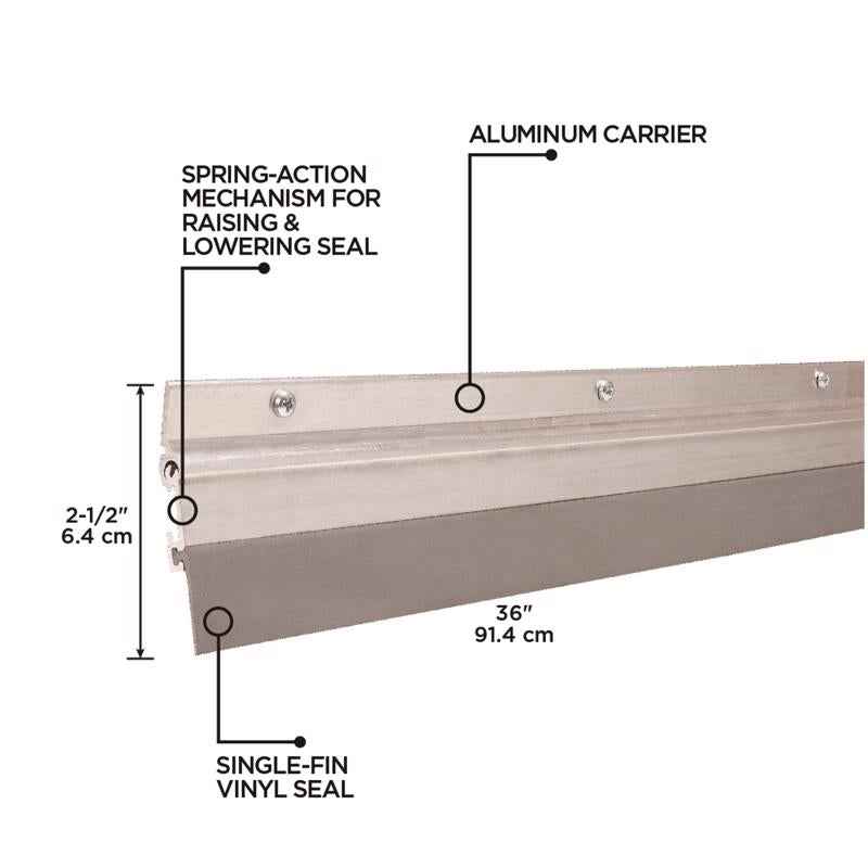 M-D BUILDING PRODUCTS Silver Aluminum/Vinyl Sweep For Doors 36 in. L X 2.5 in. - Image 3