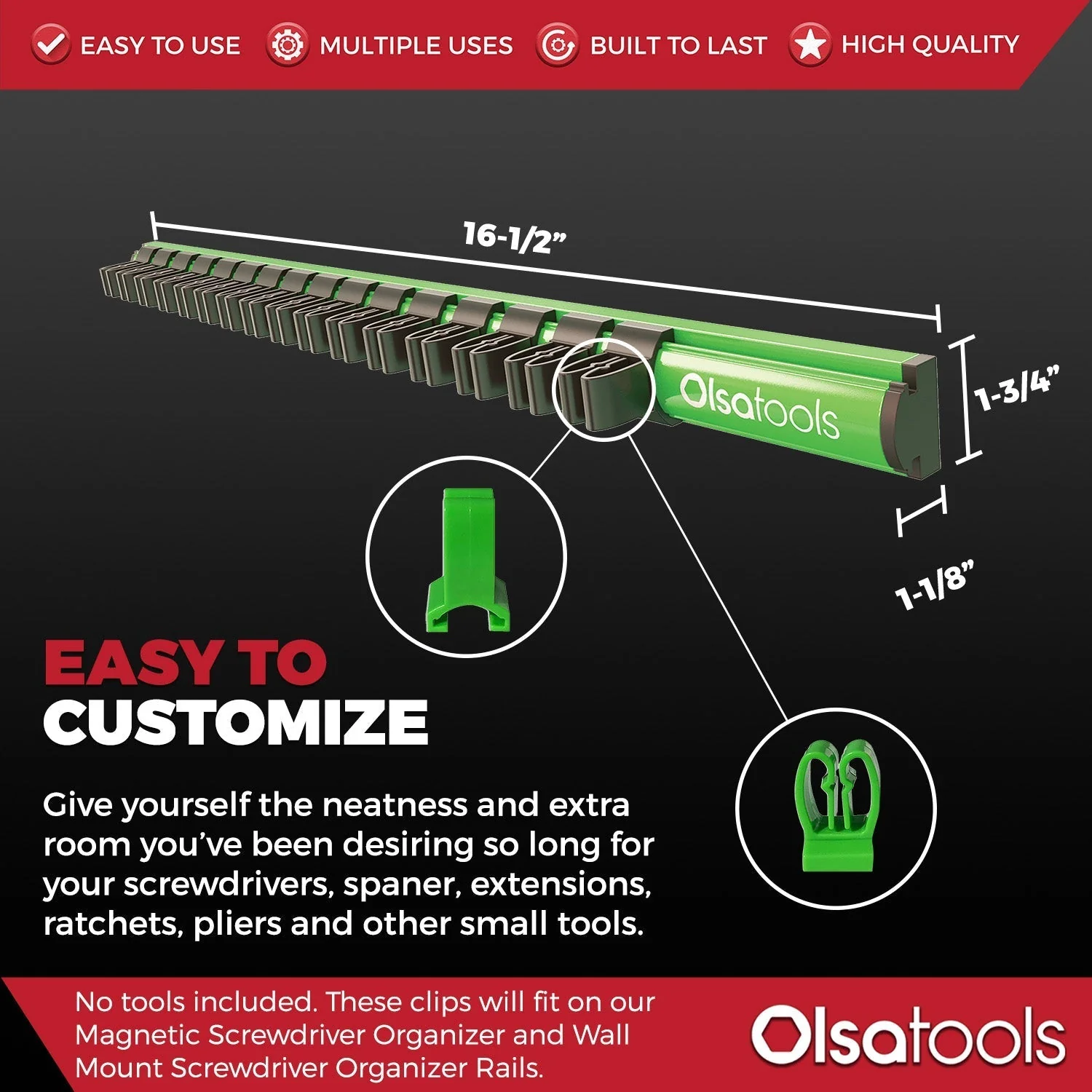 Magnetic Screwdriver Organizer Extra Clips | 10-Pack - Image 11