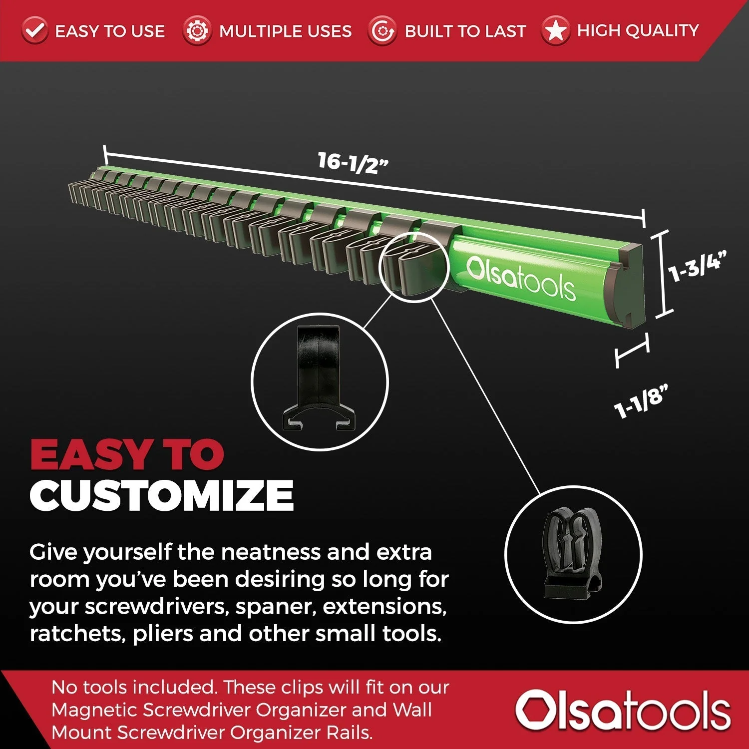 Magnetic Screwdriver Organizer Extra Clips | 10-Pack - Image 9