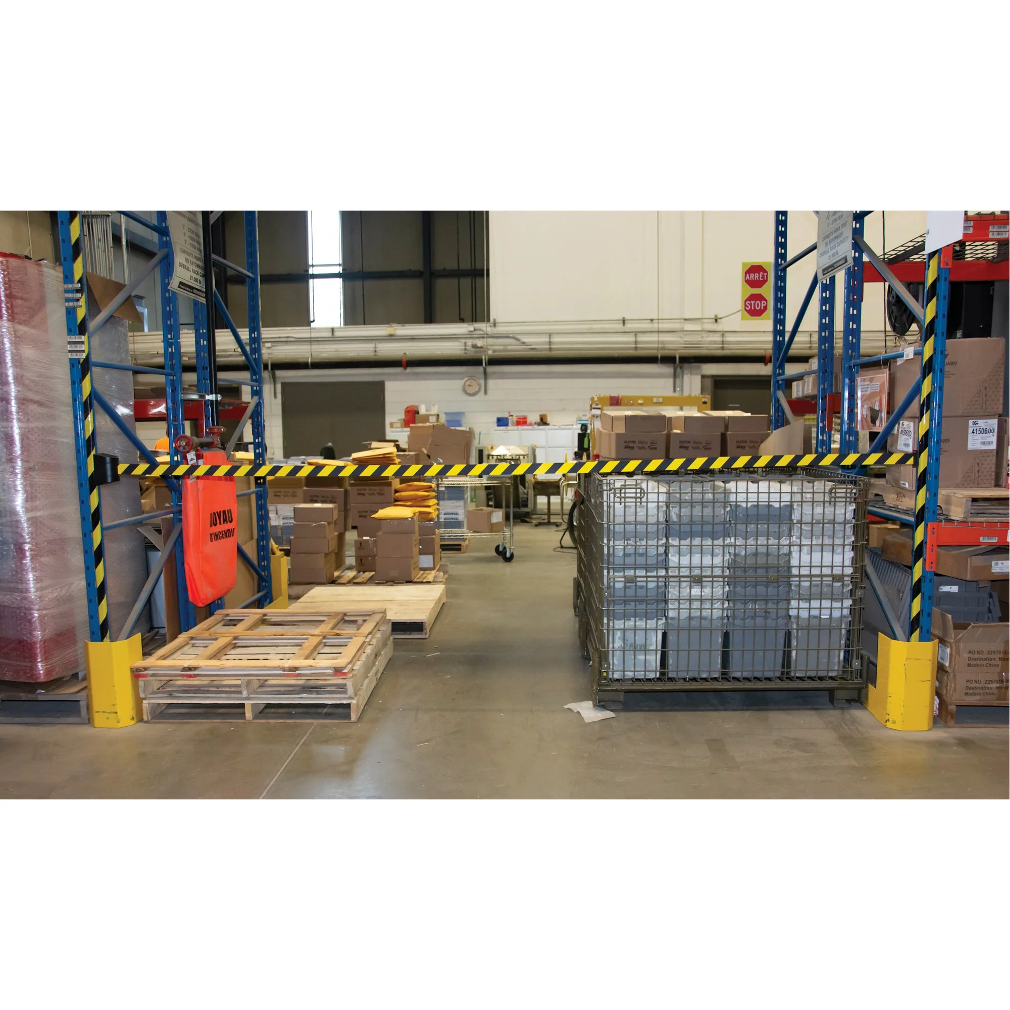 Magnetic Wall Mount Barrier with Magnetic Tape, Plastic, Magnetic Mount, 15', Black and Yellow Tape - Image 4