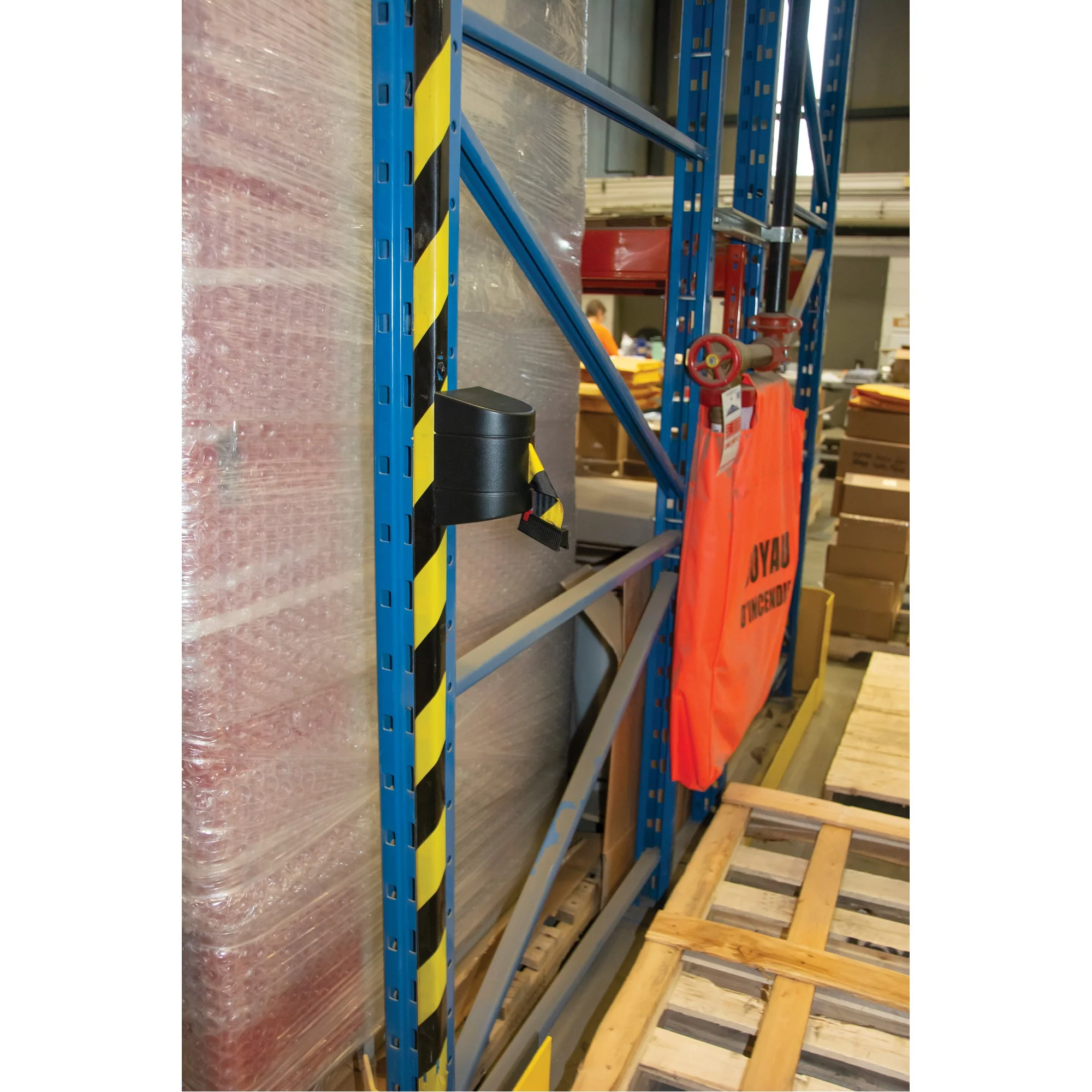 Magnetic Wall Mount Barrier with Magnetic Tape, Plastic, Magnetic Mount, 15', Black and Yellow Tape - Image 5