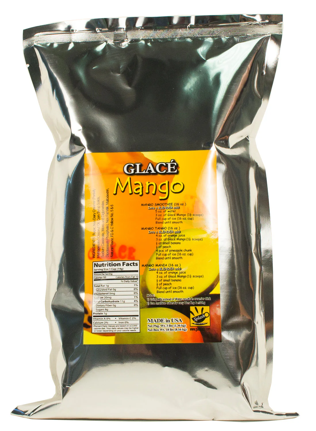 Mango 4 in 1 Mix for Bubble Tea, Smoothies, Lattes and Frappes, 3 lbs. Bag (Case 6 x 3 lbs. Bags) - Ships Free Within Canada on Orders Above CAD $199
