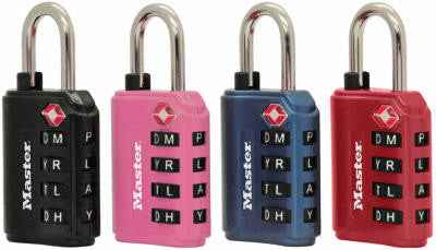Master Lock 1-5/32 in. H X 1 3/8 in. W Steel 4-Dial Combination Luggage Lock - Image 3