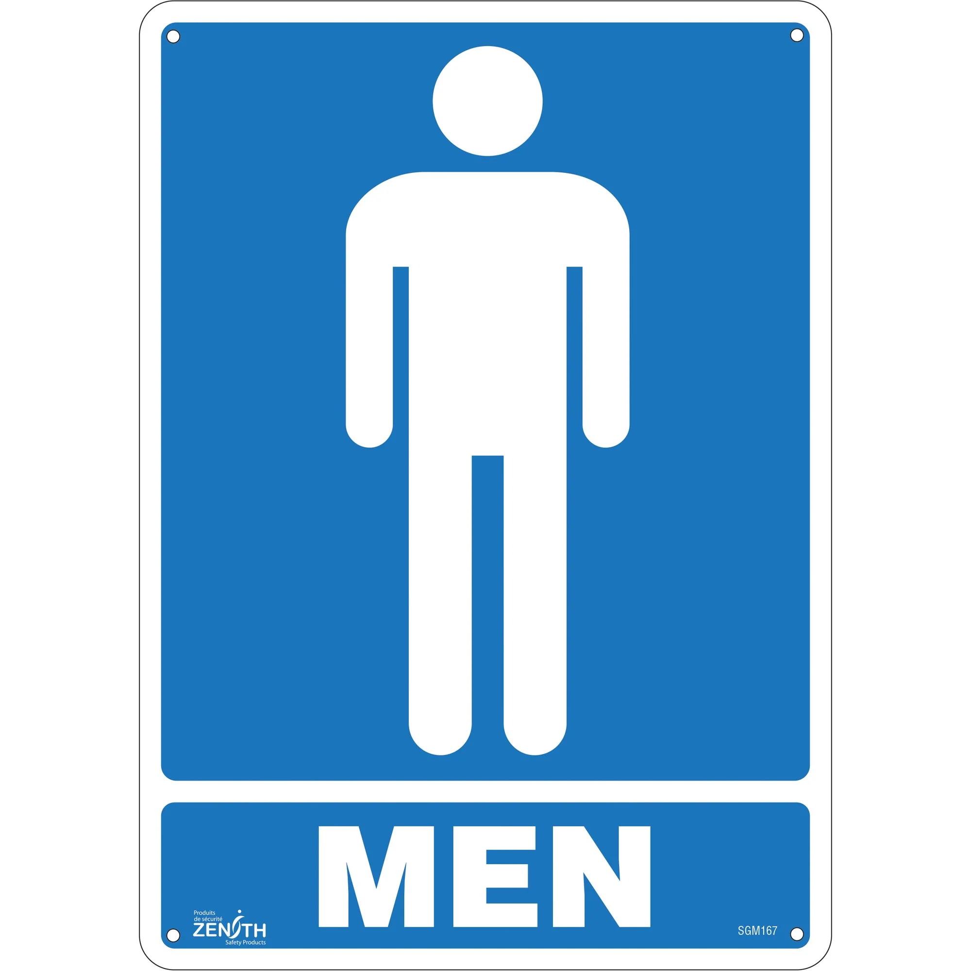 "Men" Sign, 14" x 10", Plastic, English with Pictogram