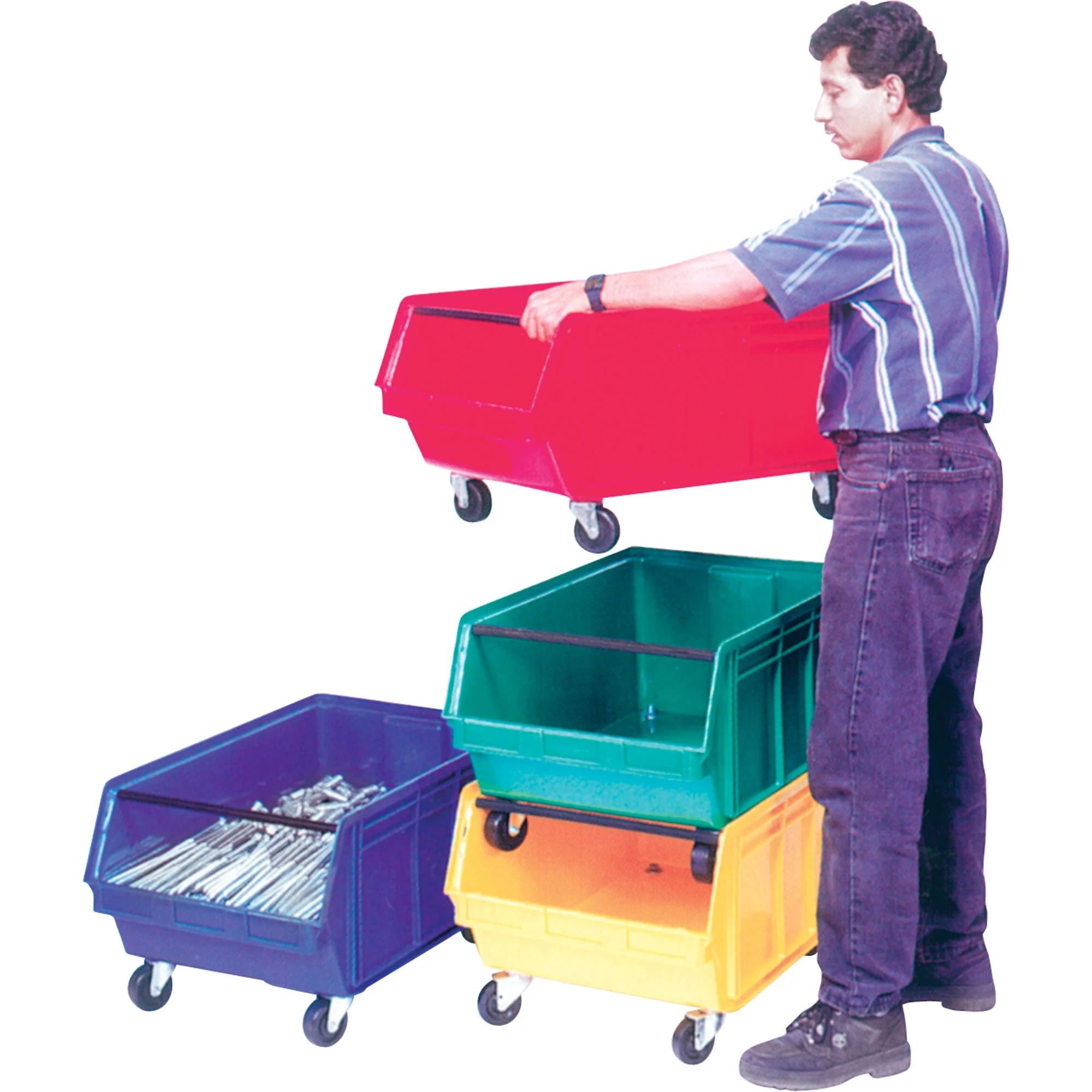 Mobile Giant Stacking Bin, 11-7/8" H x 18-3/8" W x 29" D, 150 lbs. Capacity, Red - Image 2