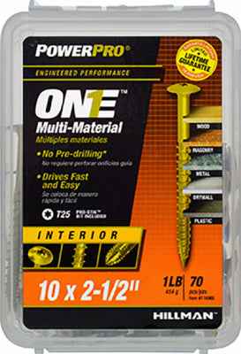 Hillman PowerPro One No. 10 X 2-1/2 in. L Star Wafer Head Multi-Material Screw 1 lb 70 pk - Image 2