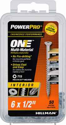 Hillman POWERPRO ONE No. 6 X 1/2 in. L Star Flat Head Multi-Material Screw 50 pk - Image 2
