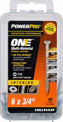 Hillman POWERPRO ONE No. 6 X 3/4 in. L Star Flat Head Multi-Material Screw 45 pk - Image 2