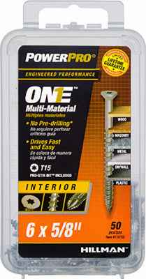 Hillman POWERPRO ONE No. 6 X 5/8 in. L Star Flat Head Multi-Material Screw 50 pk - Image 2