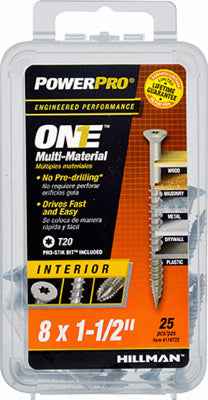 Hillman POWERPRO ONE No. 8 X 1-1/2 in. L Star Flat Head Multi-Material Screw 25 pk - Image 2