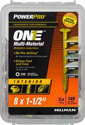 Hillman POWERPRO ONE No. 8 X 1-1/2 in. L Star Wafer Head Multi-Material Screw 1 lb 37 pk - Image 2
