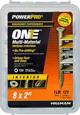 Hillman POWERPRO ONE No. 8 X 2 in. L Star Flat Head Multi-Material Screw 1 lb 121 pk - Image 2