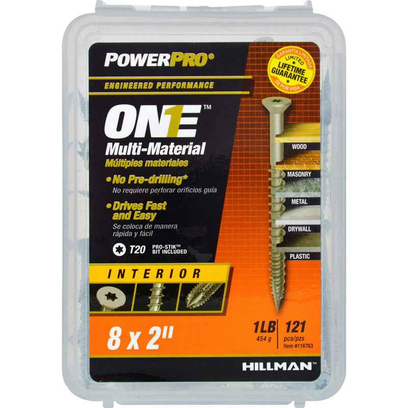 Hillman POWERPRO ONE No. 8 X 2 in. L Star Flat Head Multi-Material Screw 1 lb 121 pk - Image 3