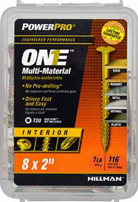 Hillman POWERPRO ONE No. 8 X 2 in. L Star Wafer Head Multi-Material Screw 1 lb 116 pk - Image 2