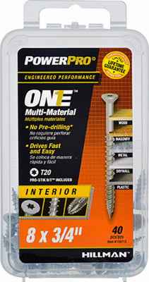 Hillman POWERPRO ONE No. 8 X 3/4 in. L Star Flat Head Multi-Material Screw 40 pk - Image 2
