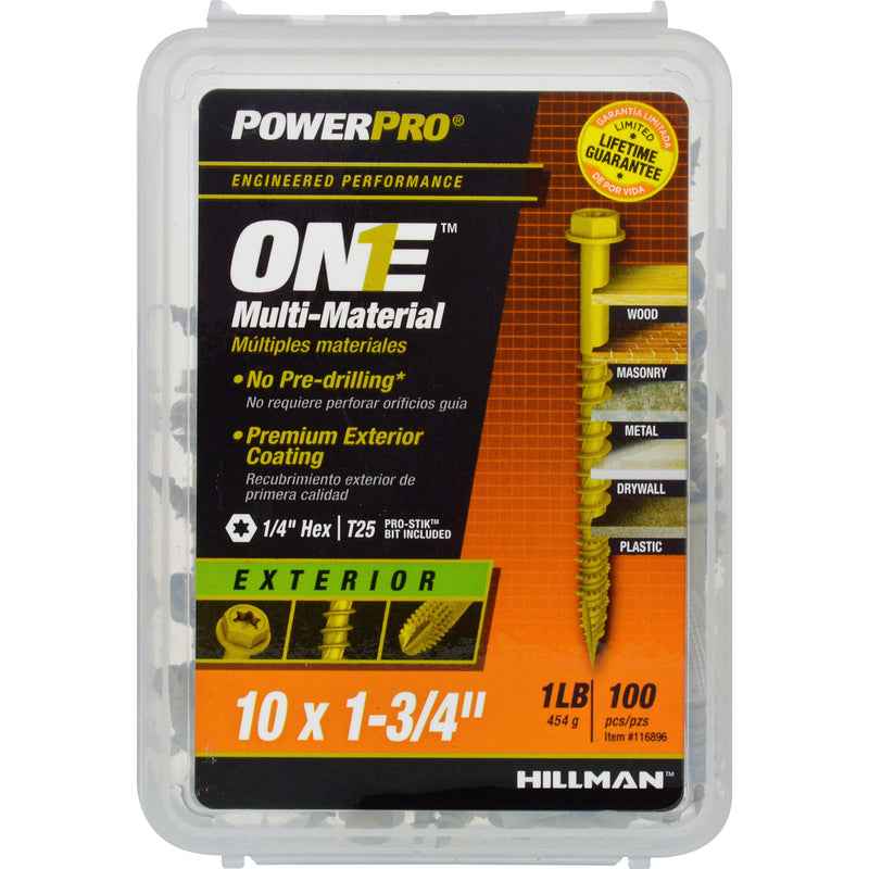 Hillman Power Pro No. 10 X 1-3/4 in. L Star Hex Washer Head Multi-Material Screw 1 lb 97 pk - Image 3
