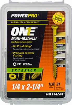Hillman POWERPRO ONE 1/4 in. X 2-1/4 in. L Star Flat Head Multi-Material Screw 1 lb 46 pk - Image 2