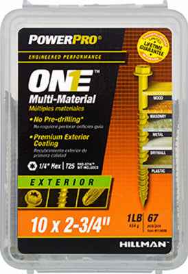 Hillman Power Pro No. 10 X 2-3/4 in. L Star Hex Washer Head Multi-Material Screw 1 lb 65 pk - Image 2