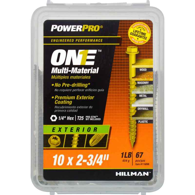Hillman Power Pro No. 10 X 2-3/4 in. L Star Hex Washer Head Multi-Material Screw 1 lb 65 pk - Image 3