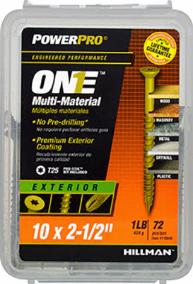 Hillman POWERPRO ONE No. 10 X 2-1/2 in. L Star Flat Head Multi-Material Screw 1 lb 72 pk - Image 2