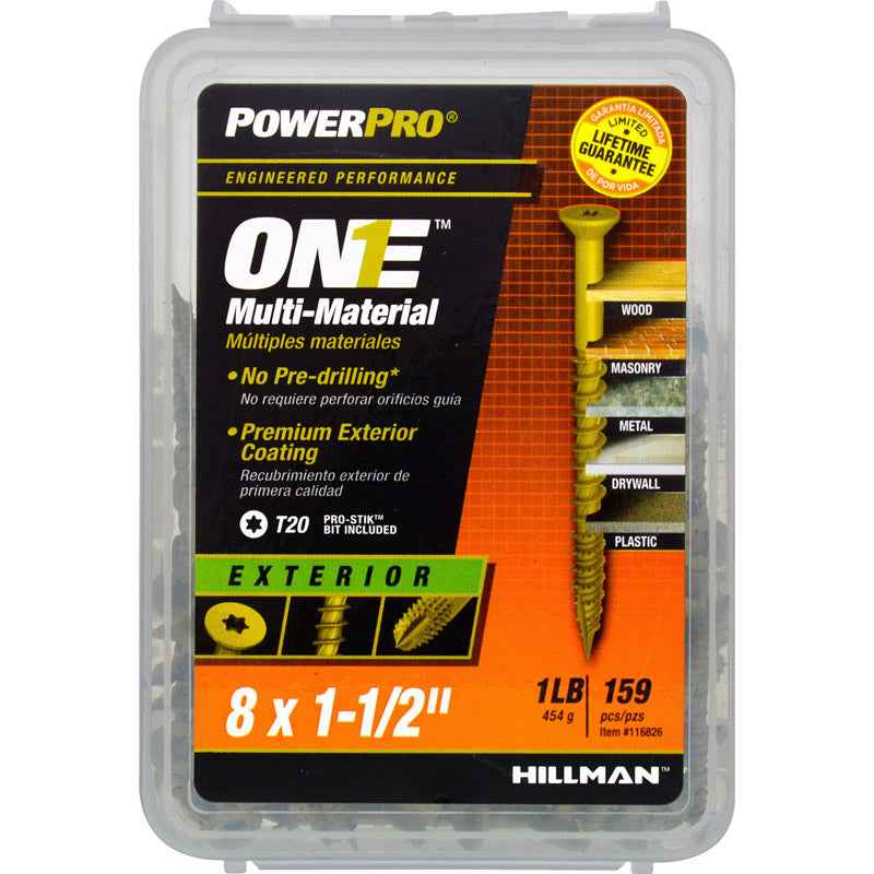 Hillman POWERPRO ONE No. 8 X 1-1/2 in. L Star Flat Head Multi-Material Screw 1 lb 159 pk - Image 2