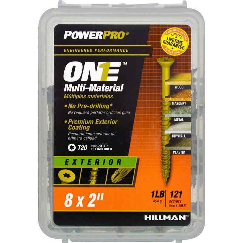 Hillman POWERPRO ONE No. 8 X 2 in. L Star Flat Head Multi-Material Screw 1 lb 121 pk - Image 2